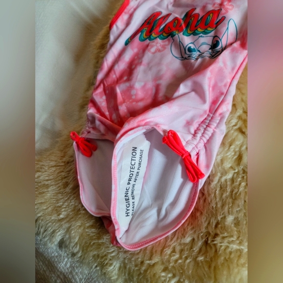 Disney Stitch Girl's One Piece Swimsuit Light Pink Tie Dyed Size M(7/8)NWT - Picture 8 of 16